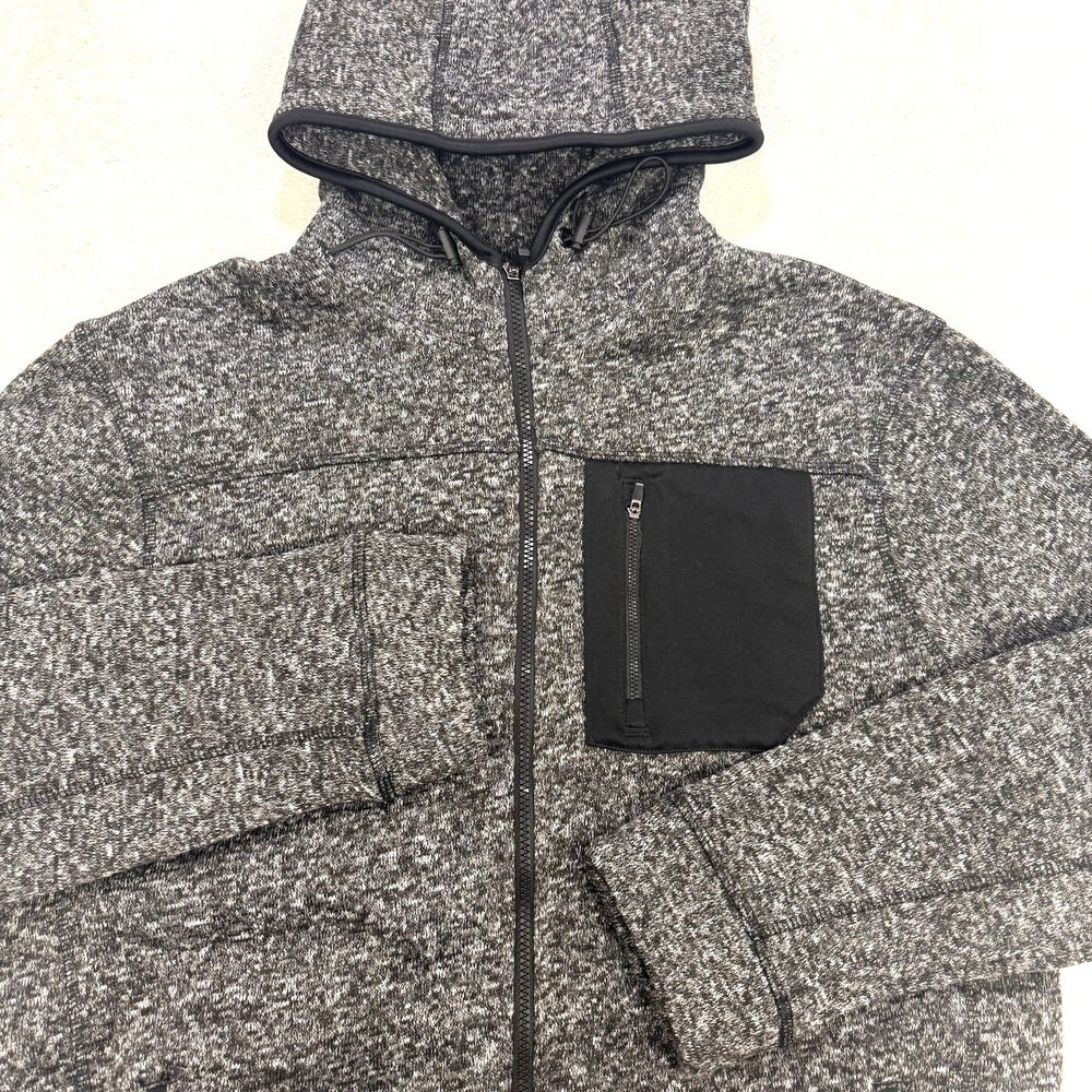 Rugby University Sweater Jacket Men‎ L Gray Full Zip Hooded Zip Pocket Heavy